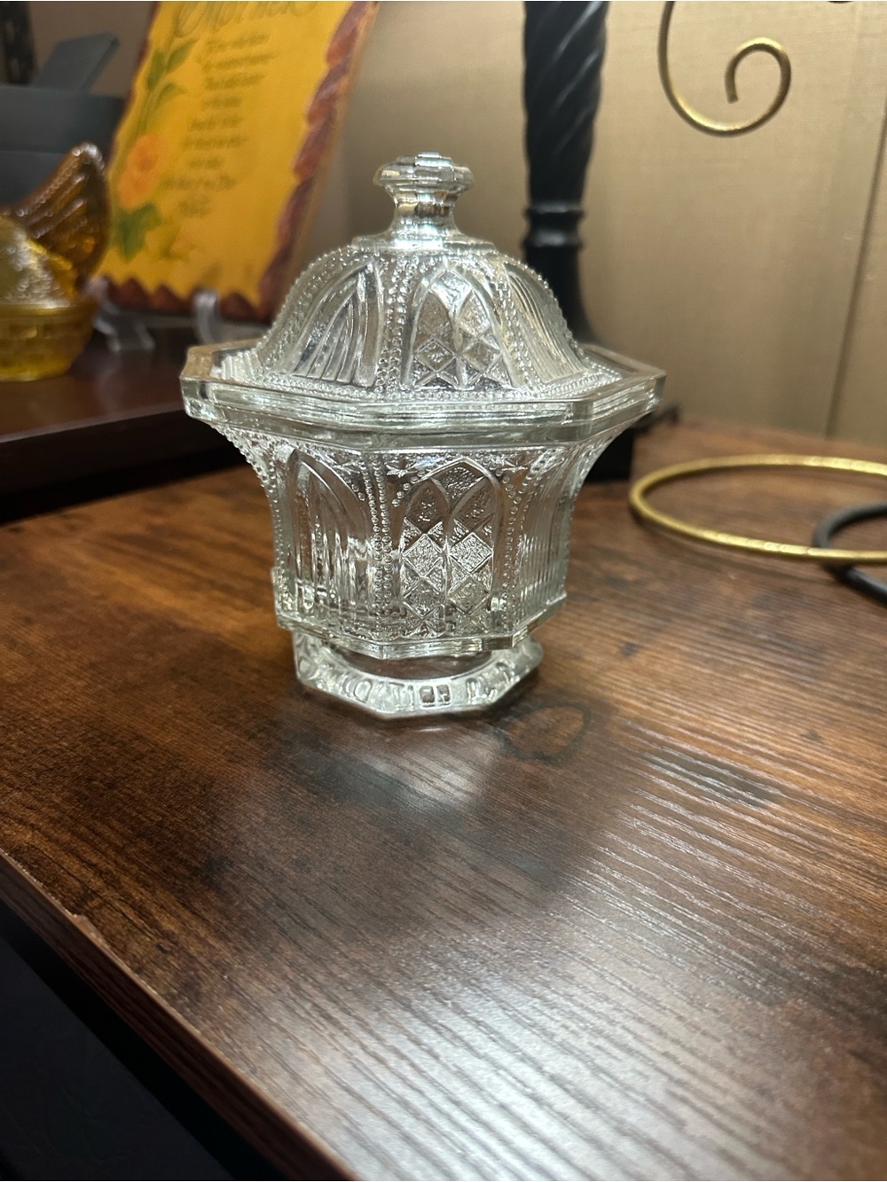 Avon Clear Pressed Glass Covered Candy Dish